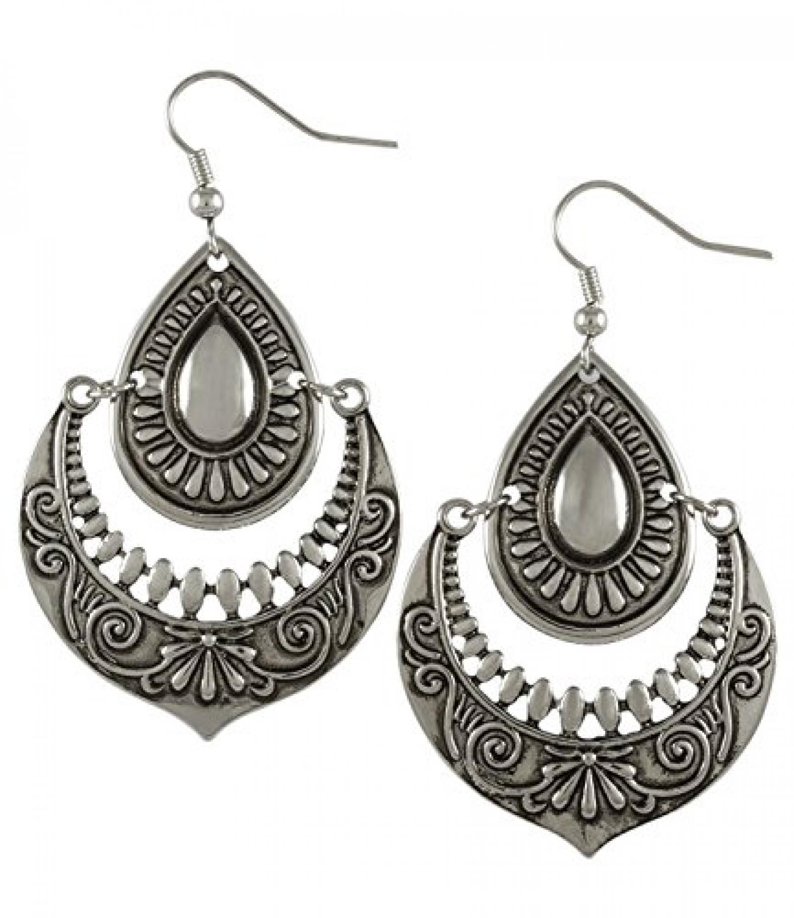 SIX "Foreigner" silberne Ohrh&auml;nger mit Ornament Muster (381-970) 